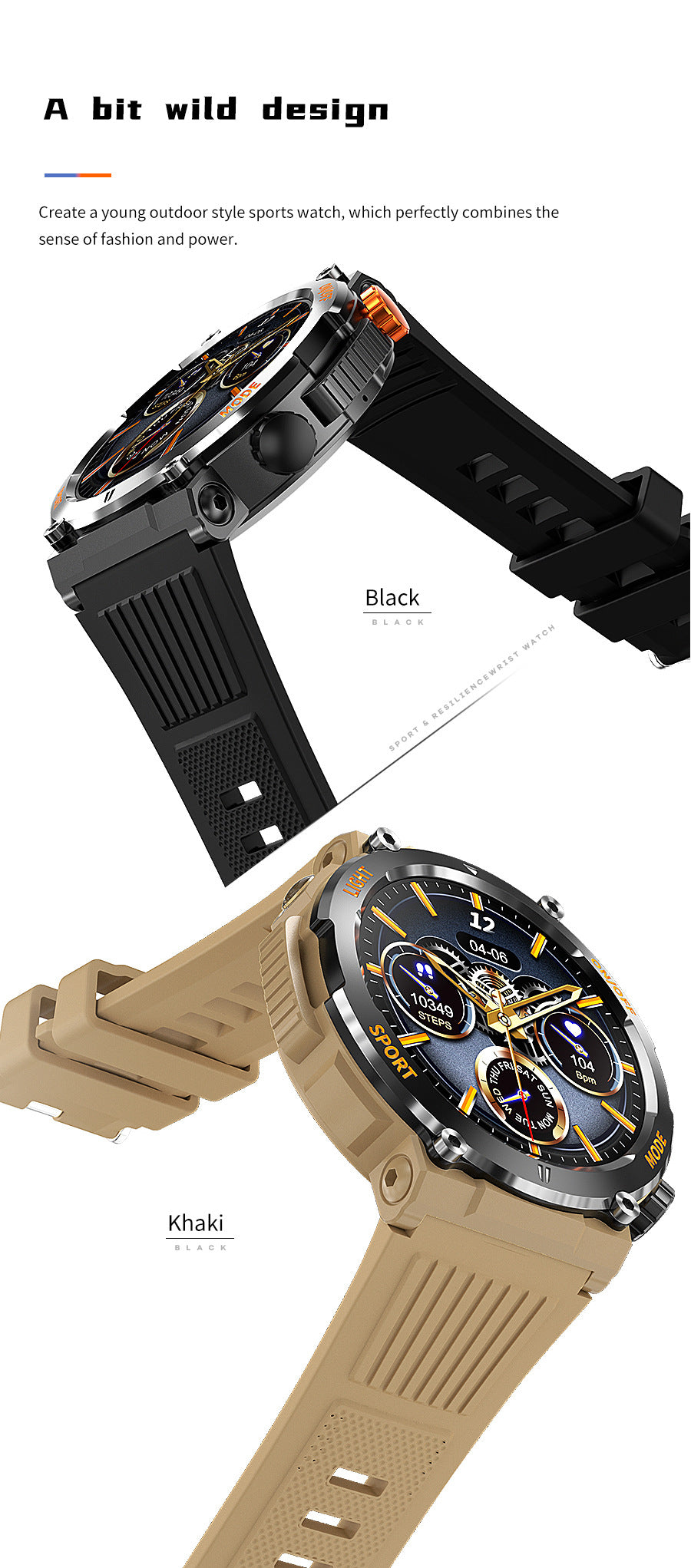 1.46 Inch HD Screen Smartwatch, Ultimate Outdoor Smartwatch, Outdoor Sports Fitness Tracker, Wireless Receiving & Calling Bluetooth Multi-sport Mode Pedometer, Waterproof Multifunctional Watch with LED Light for Android/iOS Men & Women