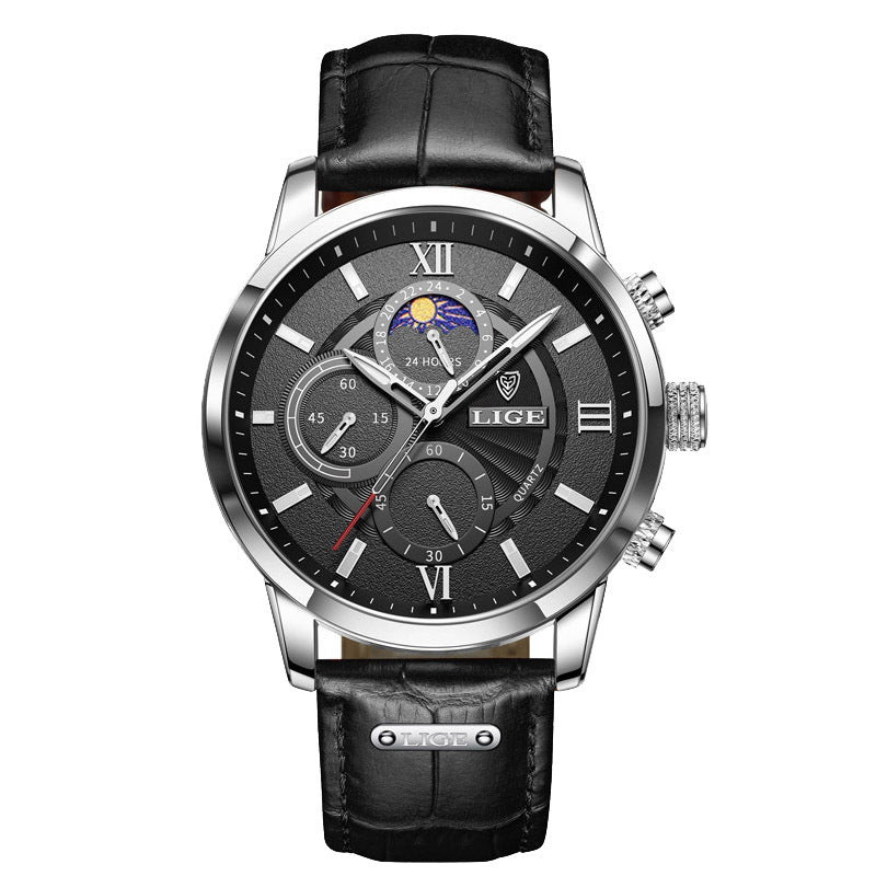 Men's Business Fashion Round Dial Analog Quartz Watch, Summer 2026 Casual Pu Leather Strap Watch, Perfect Gift for Men, with Box, Quartz Analog Wristwatch
