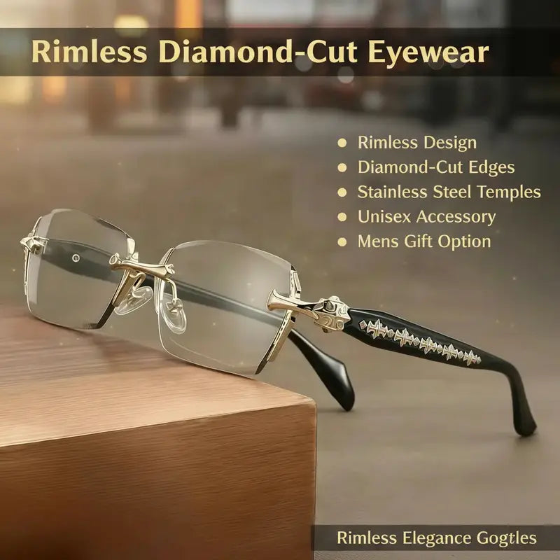 EUNOIALENS Rimless High Quality Eyewear, Frameless Glasses with Diamond-Cut Edges, Stainless Steel Fashion Temple Decor, Unisex Adults' Accessories for Daily Use, Mens Gifts. summerwins,summerwins, Father's Day Gifts