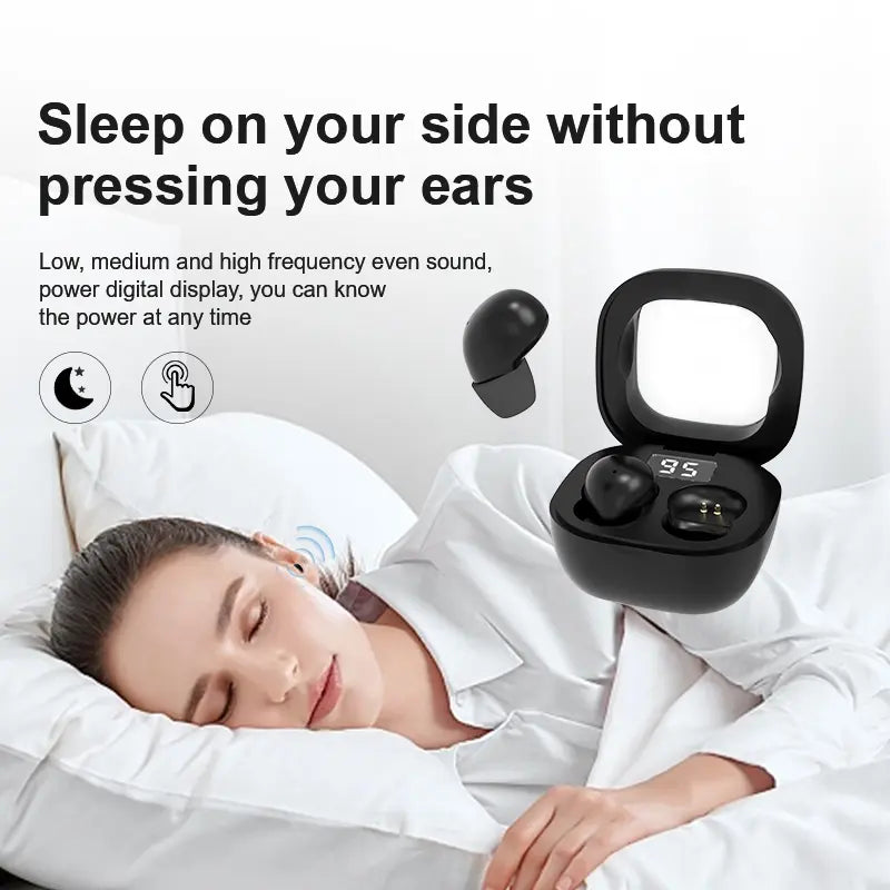 MSHUKCOE SK19 This year's new model - ultra-small invisible sleep earplugs | 0.08 ounces, suitable for side sleepers, with noise cancellation function - 25-hour battery life! Discreet Office Earbuds in-ear summerwins Gift Privacy Gift Silicone Lightweight