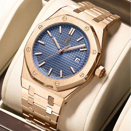 Poedagar Waterproof Night Light Date Men's Watch, Stainless Steel Quartz Watch, Luminous Analog Watch, Waterproof Wristwatch, Water Resistant Wristwatch