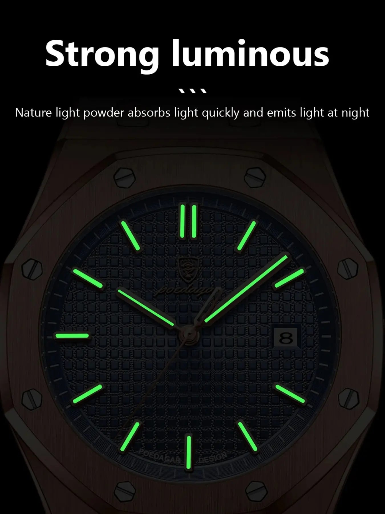 Poedagar Waterproof Night Light Date Men's Watch, Stainless Steel Quartz Watch, Luminous Analog Watch, Waterproof Wristwatch, Water Resistant Wristwatch