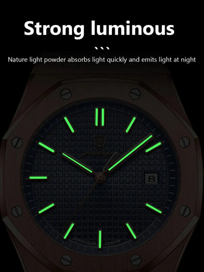 Poedagar Waterproof Night Light Date Men's Watch, Stainless Steel Quartz Watch, Luminous Analog Watch, Waterproof Wristwatch, Water Resistant Wristwatch