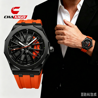 Luxury Sport Watch for Men，Men's stainless steel watch with rotating wheel spoke design，Cool & Fashionable Watch for Business and Everyday- StyleLuminous | Waterproof