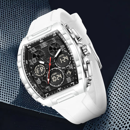 Foxbox Sporty Dual Display Wristwatch for Men & Women, Analog-Digital Quartz Movement, Blue Band, Perfect Gift for All Seasons