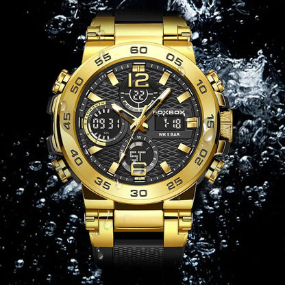 FoxBox Large Disc Silicone Strap Electronic Time Scale Design Luminous Pointer Round Fashion Luxury Waterproof Wear Quartz watch gift Springtok reloj