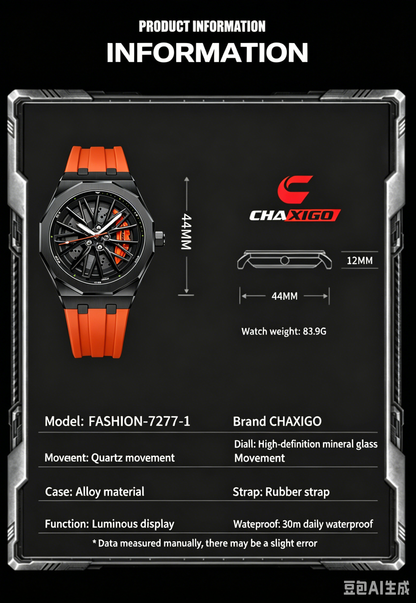Luxury Sport Watch for Men，Men's stainless steel watch with rotating wheel spoke design，Cool & Fashionable Watch for Business and Everyday- StyleLuminous | Waterproof