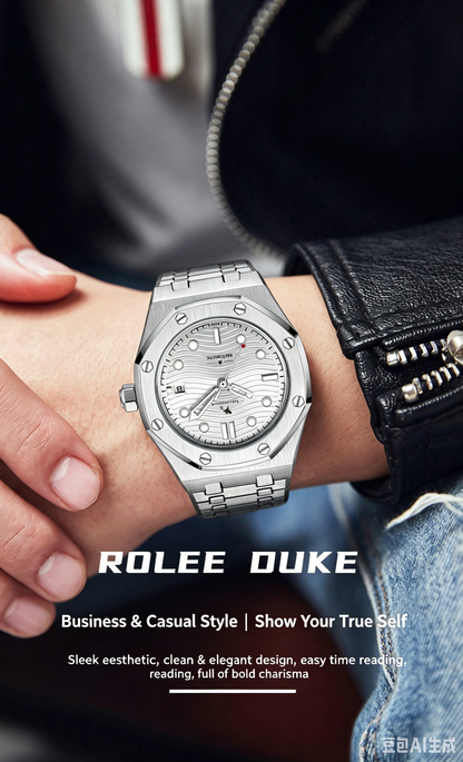 Men's Business Fashion Mechanical Automatic Stainless Steel Wristwatch, Fashion Round Dial Watch with Luminous Dial & Date Display Window, Trendy Watch for Birthday Gift with Box, Stainless Steel Watches