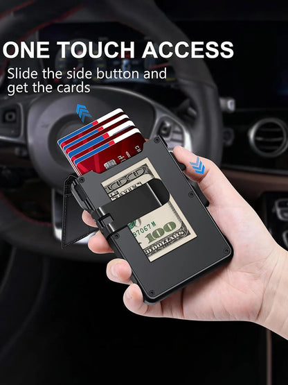 Summer Wins-Minimalist Men’s Slim Wallet: 9 - 13 Cards, Money Clip, ID Window. RFID - Blocking, Aluminum Bifold Pop - Up,summerwins,father'sdaygifts