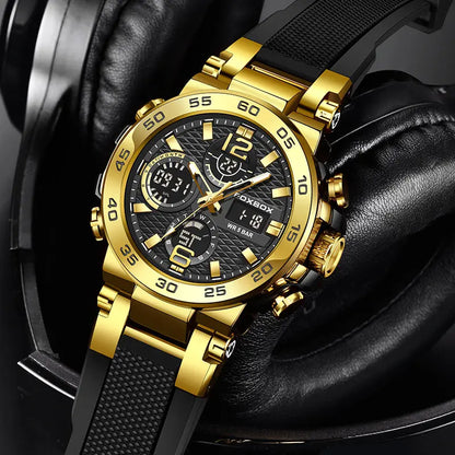 FoxBox Large Disc Silicone Strap Electronic Time Scale Design Luminous Pointer Round Fashion Luxury Waterproof Wear Quartz watch gift Springtok reloj
