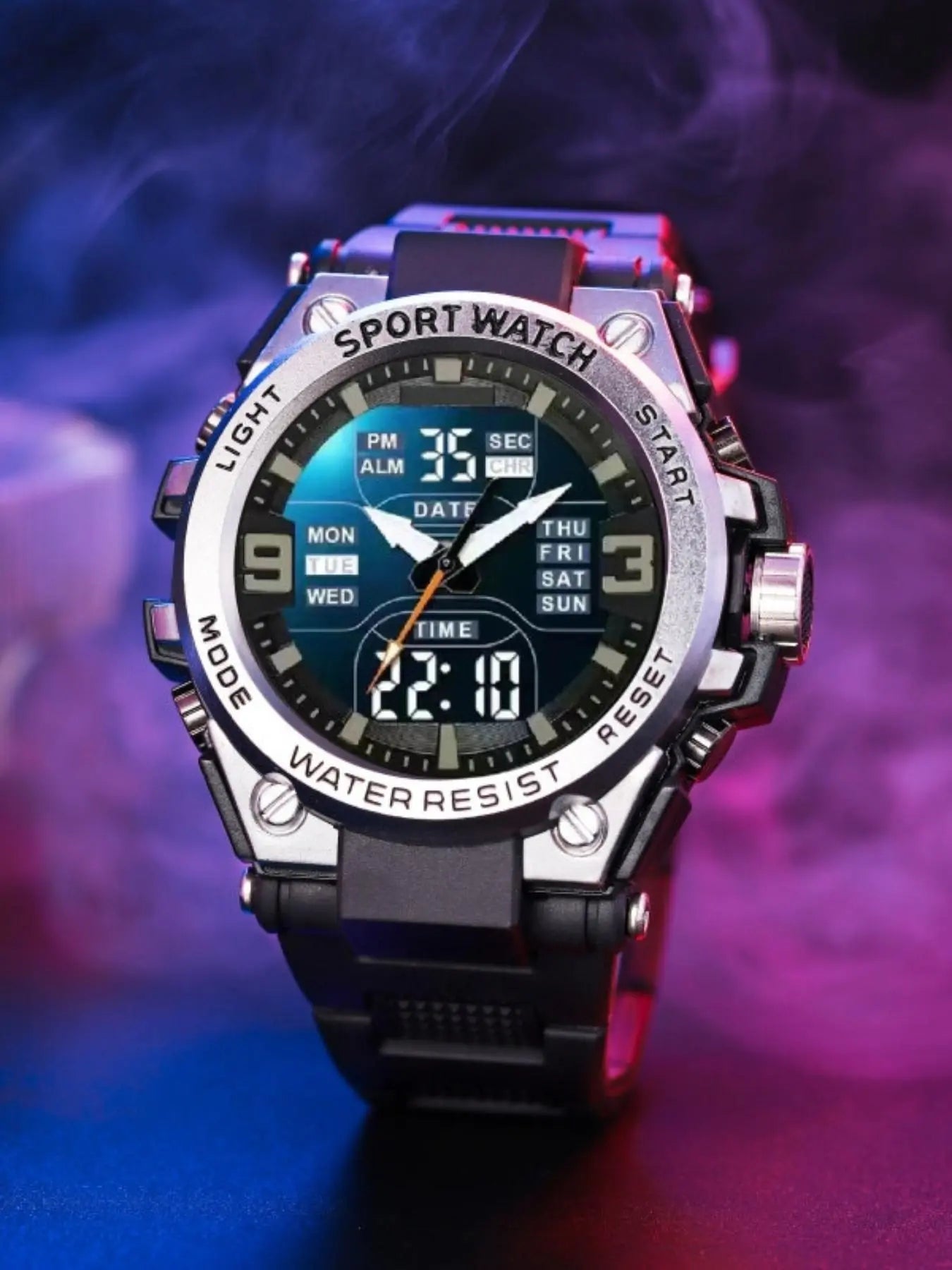 Men's Sporty Digital Watch, Fashionable Watch with Digital Display, Trendy Watch for Daily Life, Water Resistant Watch, No Gift Box
