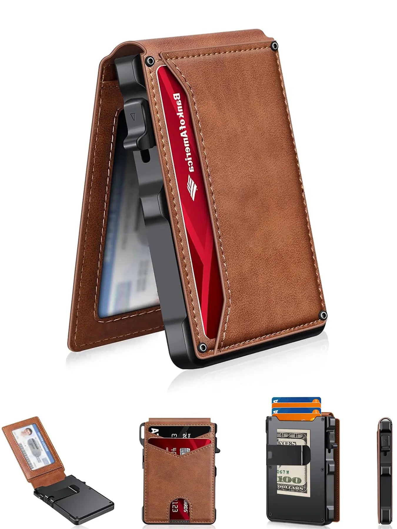 Summer Wins-Minimalist Men’s Slim Wallet: 9 - 13 Cards, Money Clip, ID Window. RFID - Blocking, Aluminum Bifold Pop - Up,summerwins,father'sdaygifts