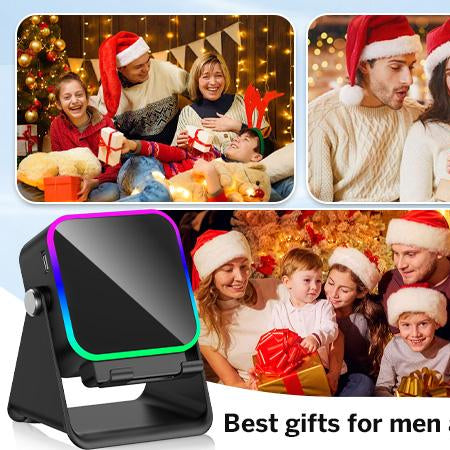 PUTARE Wireless Induction Audio Speaker Stand, 5in1 Cellphone Holder, 3500mAh Rechargeable Emergency Power Bank,360° Adjustable Mobile Tablet Stand with Colorful Ambient Light Gifts for Men Women SummerWins