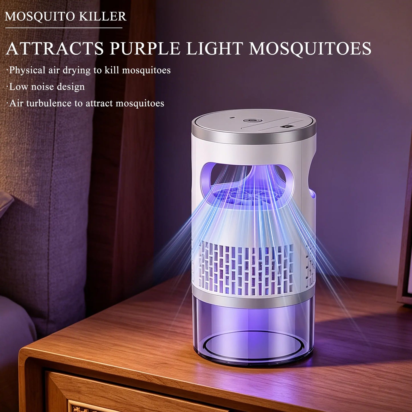 Gainstarx Indoor Insect Trap with Bait Included Light and Suction Non Zapper Flying Bug Catcher for Mosquitoes Fruit Flies Gnats and Moths Home Use