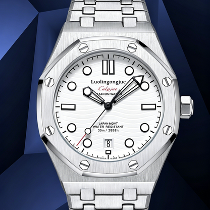 Men's Business Fashion Mechanical Automatic Stainless Steel Wristwatch, Fashion Round Dial Watch with Luminous Dial & Date Display Window, Trendy Watch for Birthday Gift with Box, Stainless Steel Watches