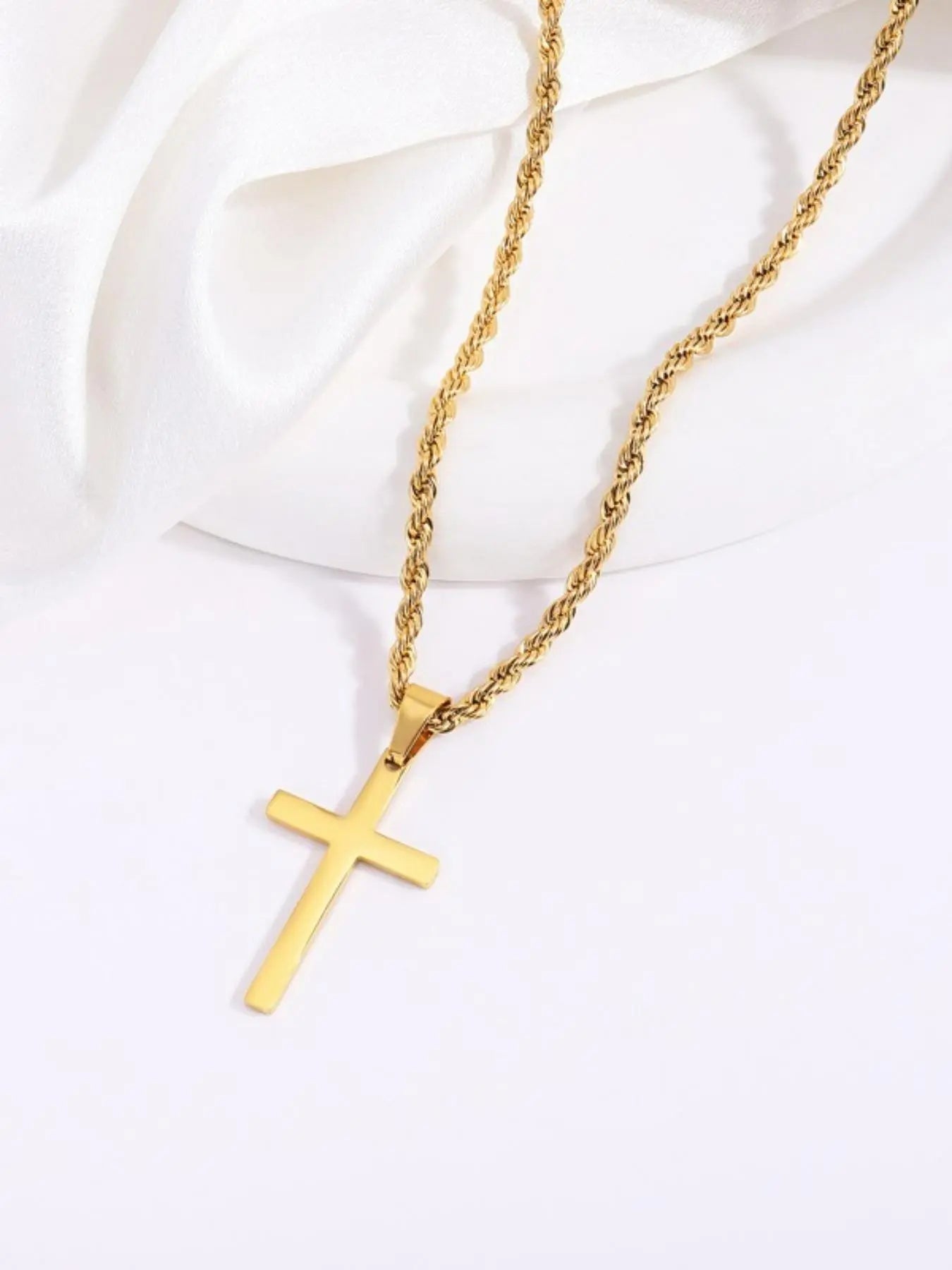 Men's Stainless Steel Cross Pendant Necklace, Cross Design Fashion Jewelry for Party, Everyday Accessory, Trendy All-match & Exquisite Jewelry for Birthday Gift, Cross Necklaces, Faith Necklace