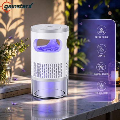 Gainstarx Indoor Insect Trap with Bait Included Light and Suction Non Zapper Flying Bug Catcher for Mosquitoes Fruit Flies Gnats and Moths Home Use