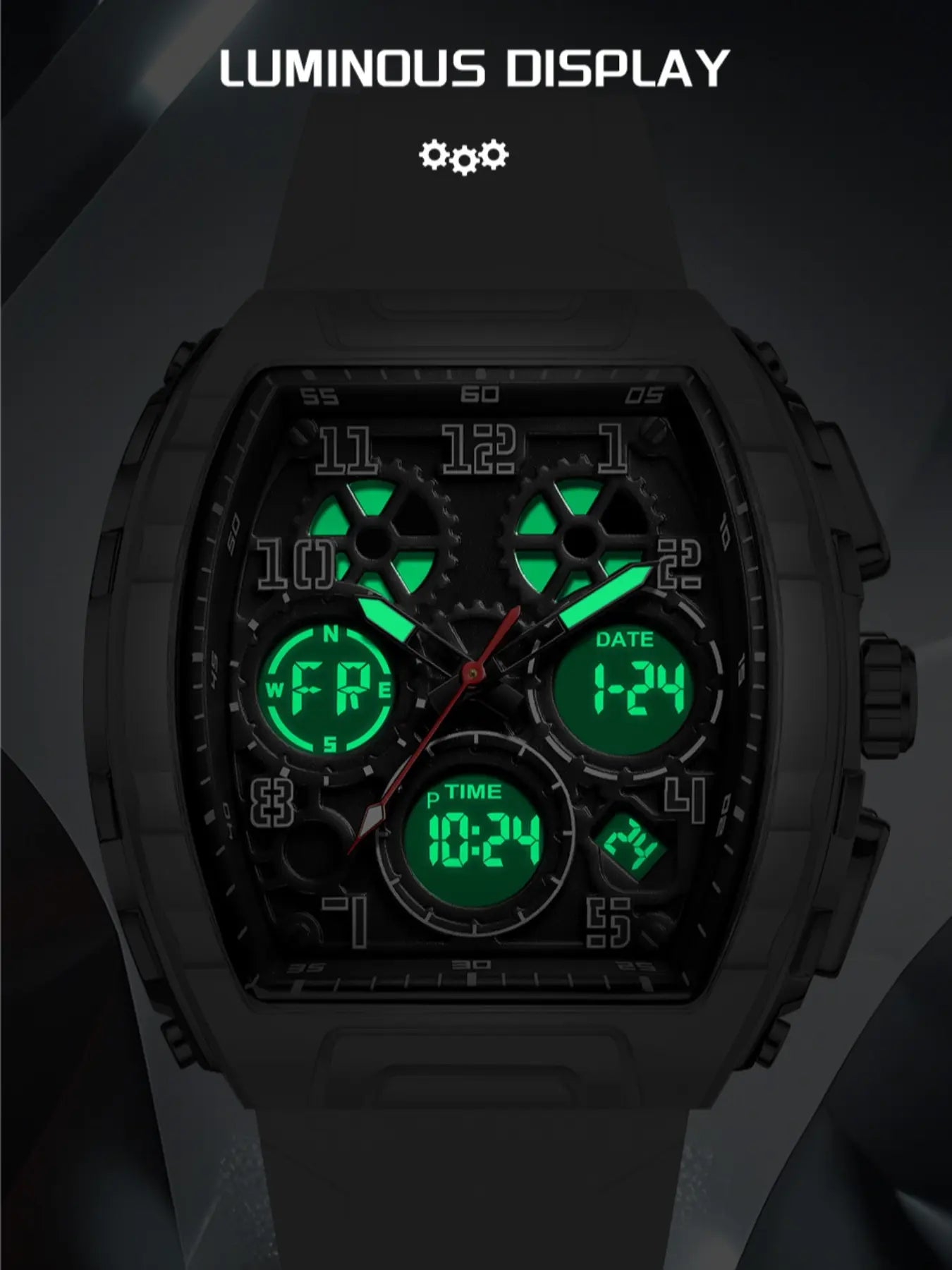 Foxbox Sporty Dual Display Wristwatch for Men & Women, Analog-Digital Quartz Movement, Blue Band, Perfect Gift for All Seasons