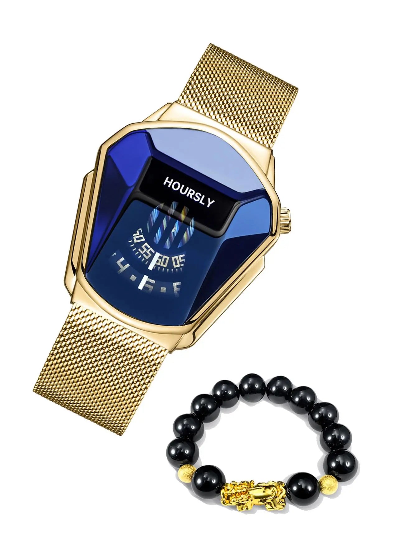Men's Business Quartz Watch & Beaded Bracelet Set, Fashion Watch Set for Party, Daily Decor, Trendy All-match Watch Set for Birthday Gifts without Box, Exquisite Watch Set, Business Fashion Watches