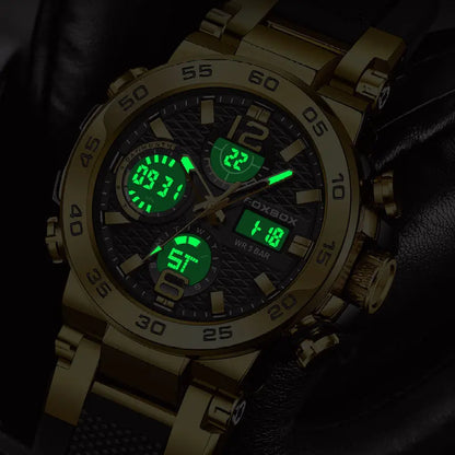 FoxBox Large Disc Silicone Strap Electronic Time Scale Design Luminous Pointer Round Fashion Luxury Waterproof Wear Quartz watch gift Springtok reloj