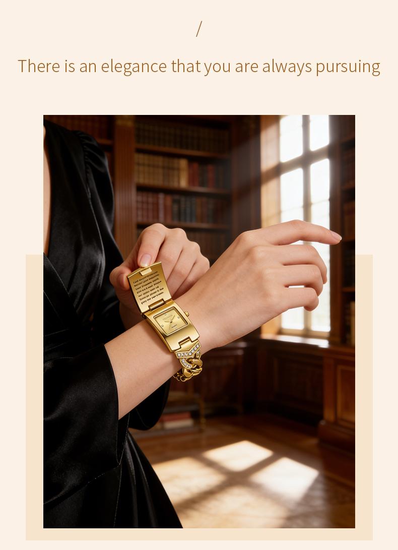 Gold Cross Bracelet Watch SummerWins 4th of july accessories Sparkling Crystal Cross Embellishment, Geometric Rectangular Dial, Premium Metal Bracelet Timepiece, Perfect for Daily Elegance & Gifting Perfect Mother’s Day gift