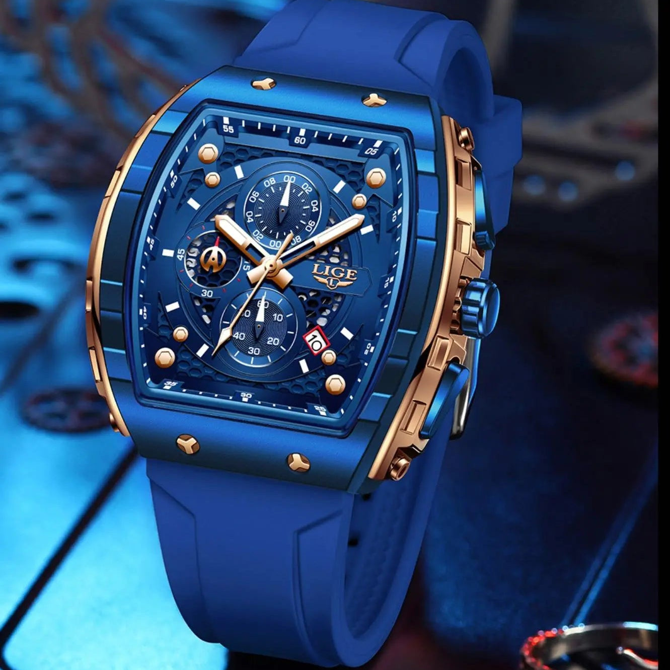 Men's Sporty Waterproof Quartz Watch, Quartz Analog Wristwatch, Fashionable Luminous Watch with Calendar Display for Party, Daily Clothing Decor, Trendy All-match & Exquisite Watch for Gift with Box
