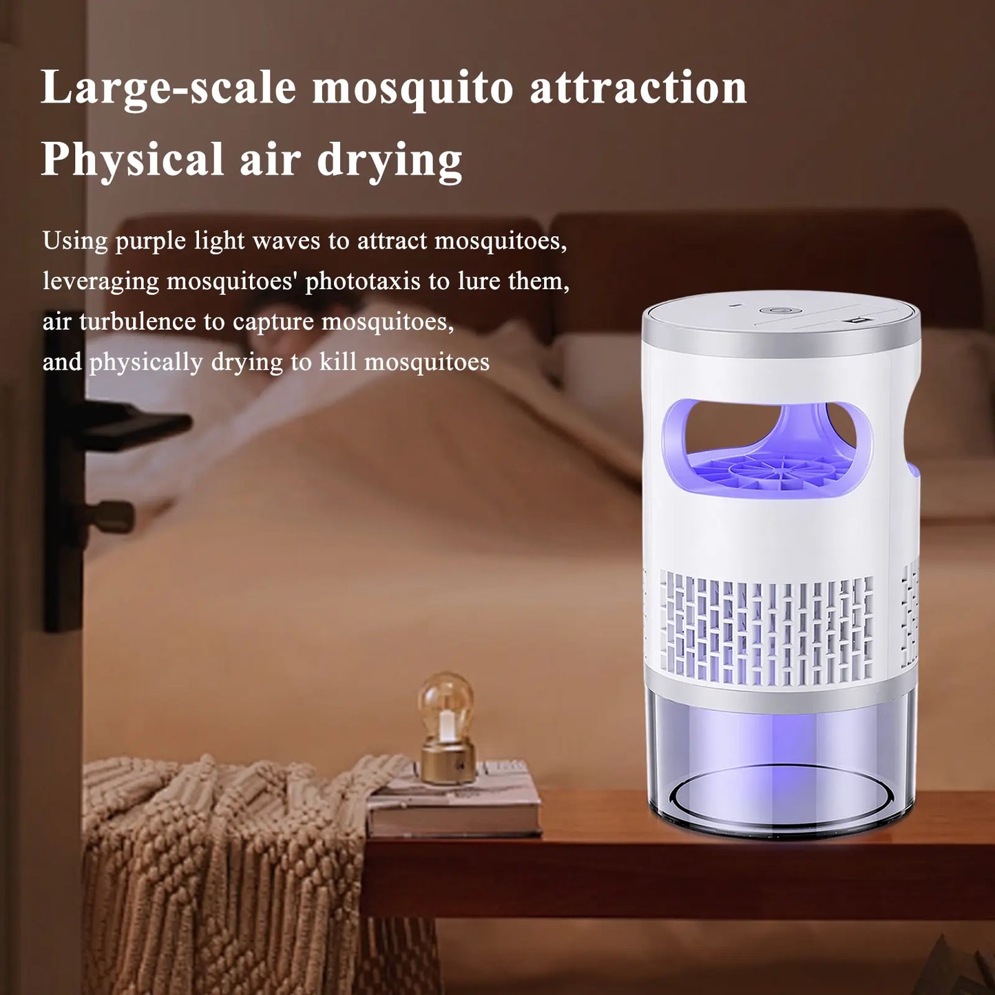 Gainstarx Indoor Insect Trap with Bait Included Light and Suction Non Zapper Flying Bug Catcher for Mosquitoes Fruit Flies Gnats and Moths Home Use