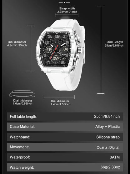 Foxbox Sporty Dual Display Wristwatch for Men & Women, Analog-Digital Quartz Movement, Blue Band, Perfect Gift for All Seasons