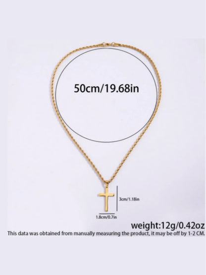 Men's Stainless Steel Cross Pendant Necklace, Cross Design Fashion Jewelry for Party, Everyday Accessory, Trendy All-match & Exquisite Jewelry for Birthday Gift, Cross Necklaces, Faith Necklace