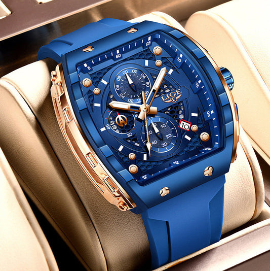 Men's Sporty Waterproof Quartz Watch, Quartz Analog Wristwatch, Fashionable Luminous Watch with Calendar Display for Party, Daily Clothing Decor, Trendy All-match & Exquisite Watch for Gift with Box