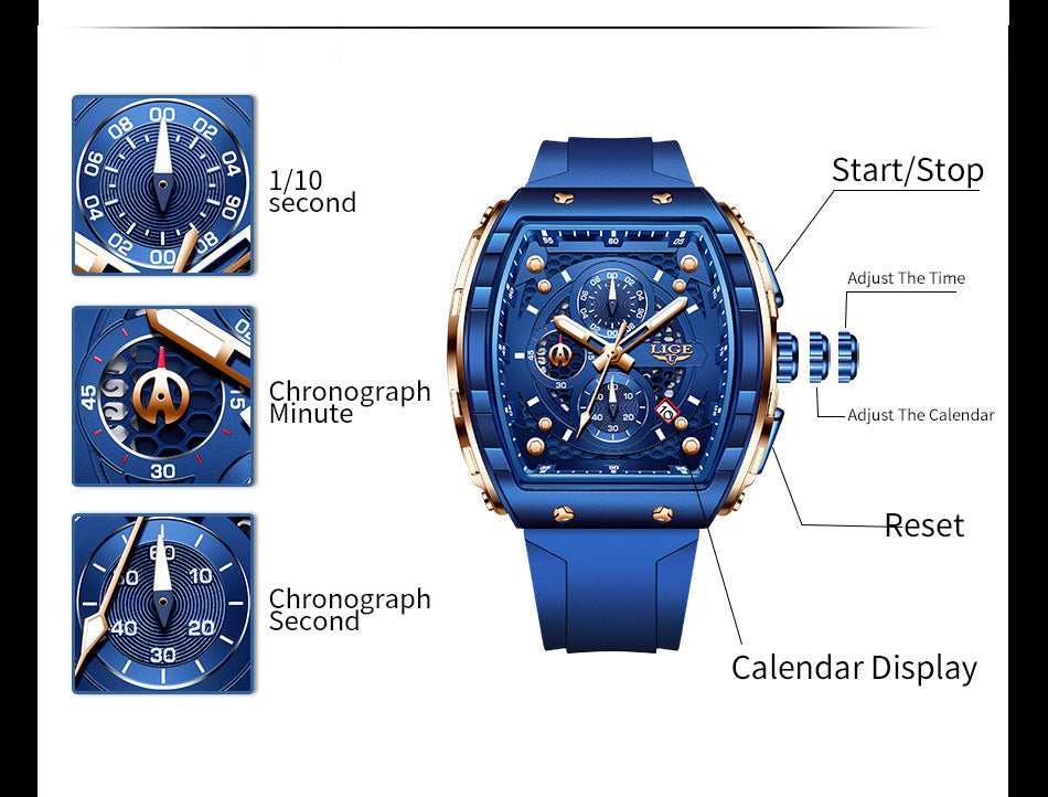 Men's Sporty Waterproof Quartz Watch, Quartz Analog Wristwatch, Fashionable Luminous Watch with Calendar Display for Party, Daily Clothing Decor, Trendy All-match & Exquisite Watch for Gift with Box