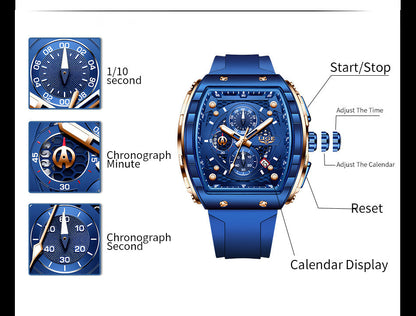Men's Sporty Waterproof Quartz Watch, Quartz Analog Wristwatch, Fashionable Luminous Watch with Calendar Display for Party, Daily Clothing Decor, Trendy All-match & Exquisite Watch for Gift with Box