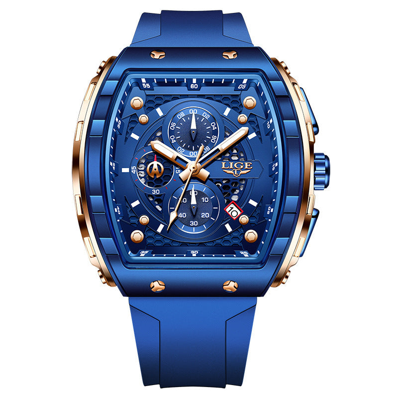 Men's Sporty Waterproof Quartz Watch, Quartz Analog Wristwatch, Fashionable Luminous Watch with Calendar Display for Party, Daily Clothing Decor, Trendy All-match & Exquisite Watch for Gift with Box
