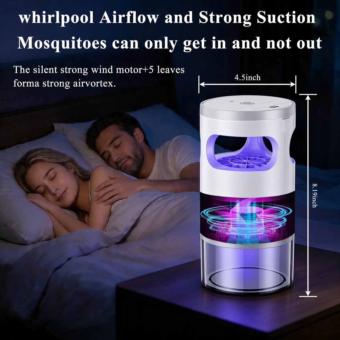Gainstarx Indoor Insect Trap with Bait Included Light and Suction Non Zapper Flying Bug Catcher for Mosquitoes Fruit Flies Gnats and Moths Home Use