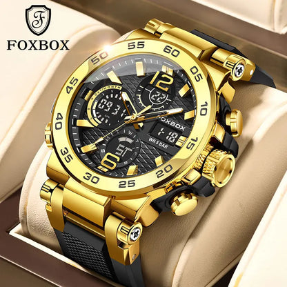 FoxBox Large Disc Silicone Strap Electronic Time Scale Design Luminous Pointer Round Fashion Luxury Waterproof Wear Quartz watch gift Springtok reloj