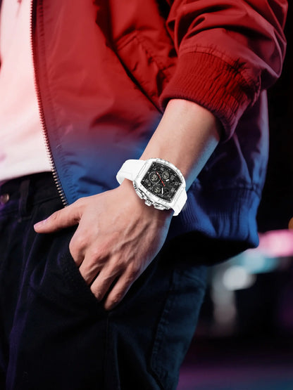 Foxbox Sporty Dual Display Wristwatch for Men & Women, Analog-Digital Quartz Movement, Blue Band, Perfect Gift for All Seasons
