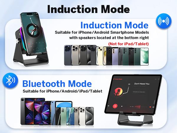 PUTARE Wireless Induction Audio Speaker Stand, 5in1 Cellphone Holder, 3500mAh Rechargeable Emergency Power Bank,360° Adjustable Mobile Tablet Stand with Colorful Ambient Light Gifts for Men Women SummerWins
