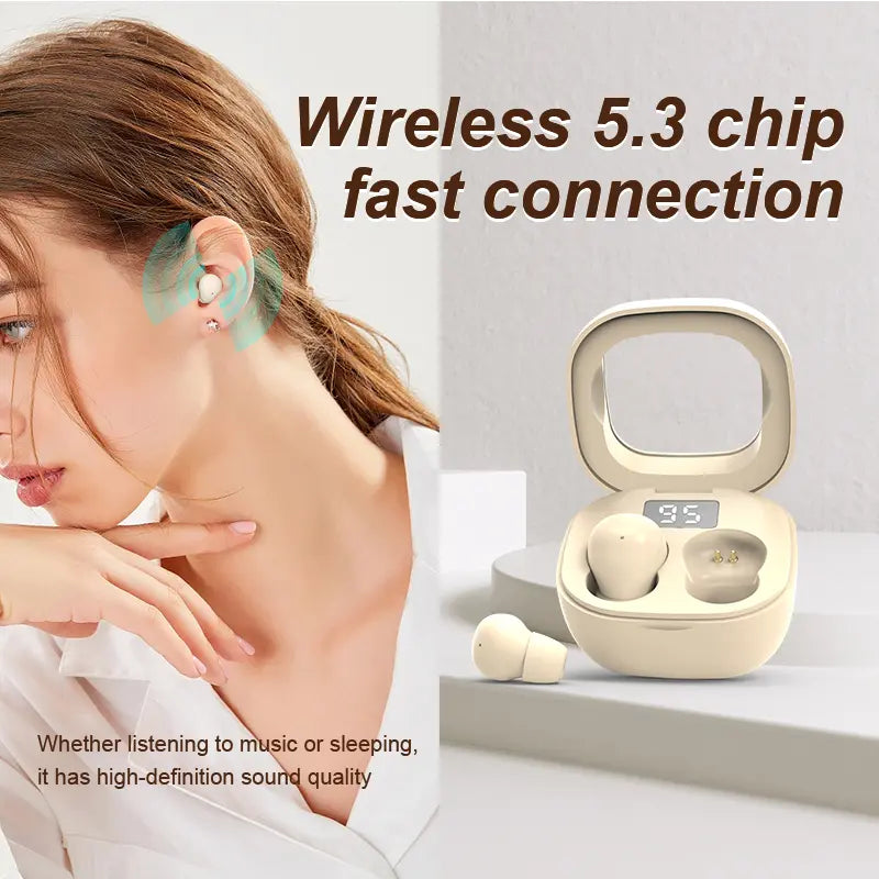 MSHUKCOE SK19 This year's new model - ultra-small invisible sleep earplugs | 0.08 ounces, suitable for side sleepers, with noise cancellation function - 25-hour battery life! Discreet Office Earbuds in-ear summerwins Gift Privacy Gift Silicone Lightweight
