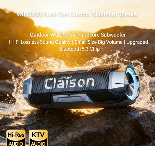 Claison Multifunctional Portable Wireless Bluetooth 5.3 Speaker - IPX6 Waterproof, 3600 mAh Rechargeable Battery, RGB LED Light, Detachable Protective Net, Crisp Audio & Deep Bass, Mobile/Android/Computer Compatible, Ideal for Camping & Gaming